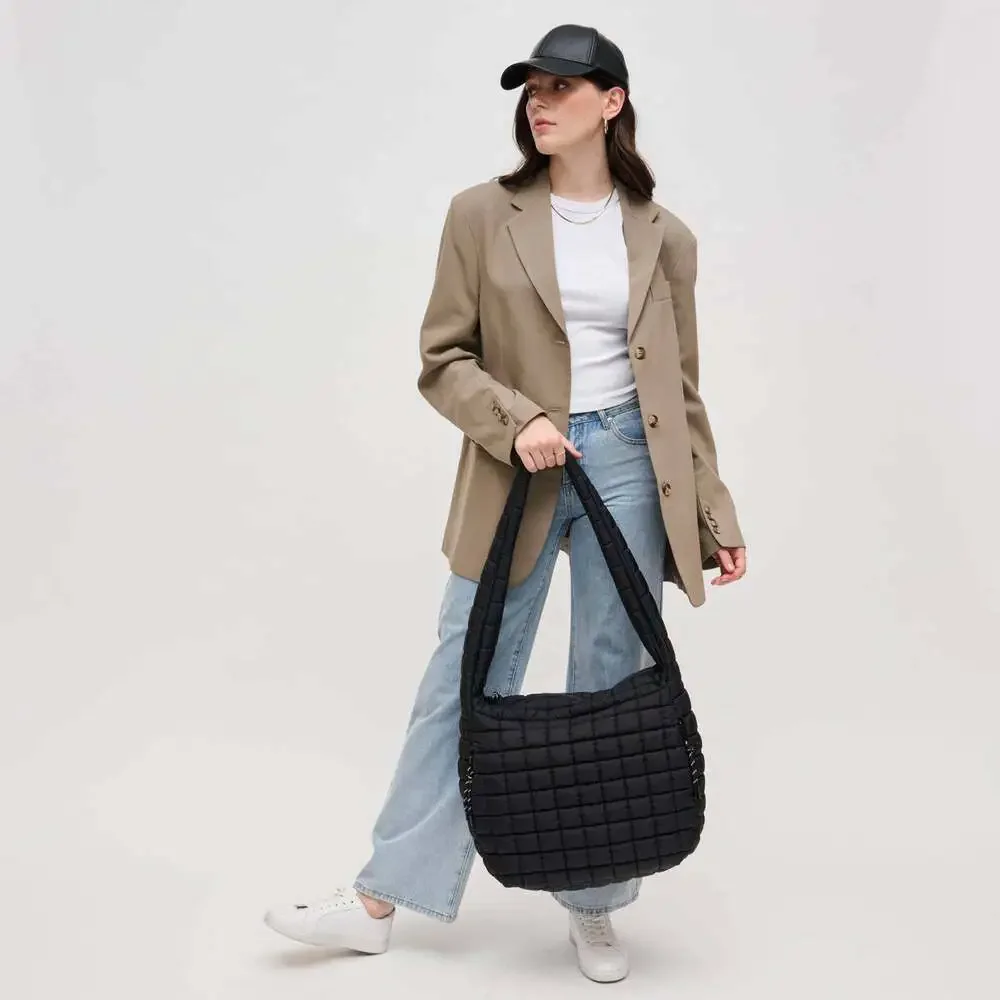 Leda Quilted Nylon Puffer Hobo: Sage